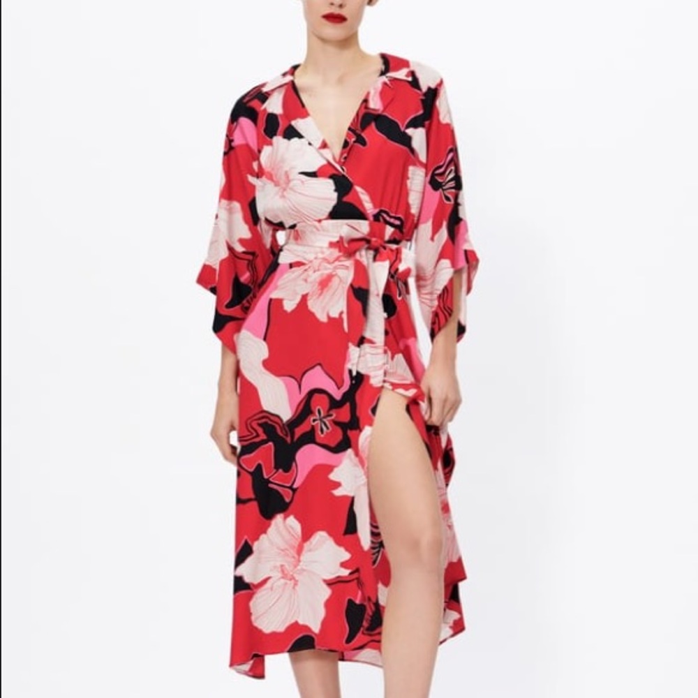 NWT Zara floral dress with slit